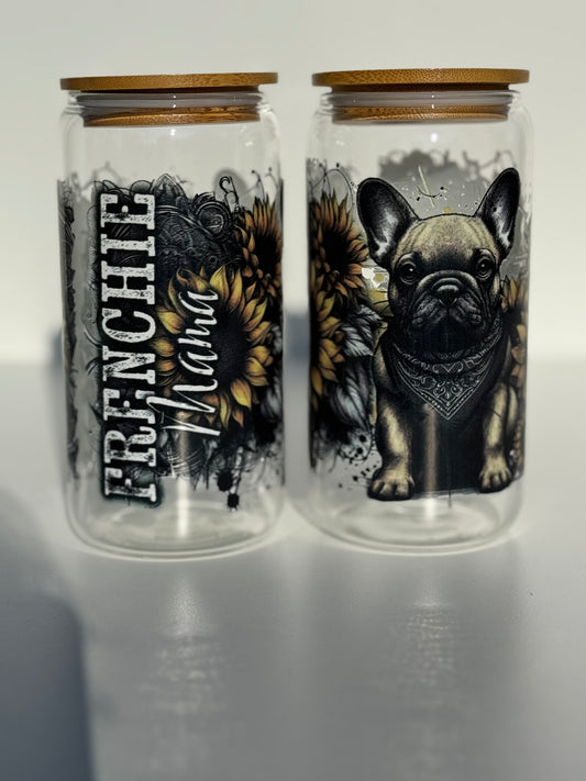 B- Ware Glas Cup - 500ml - French Bulldog