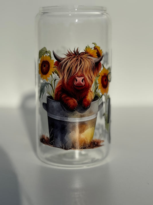 B- Ware Glas Cup - 500ml - Highland Cow